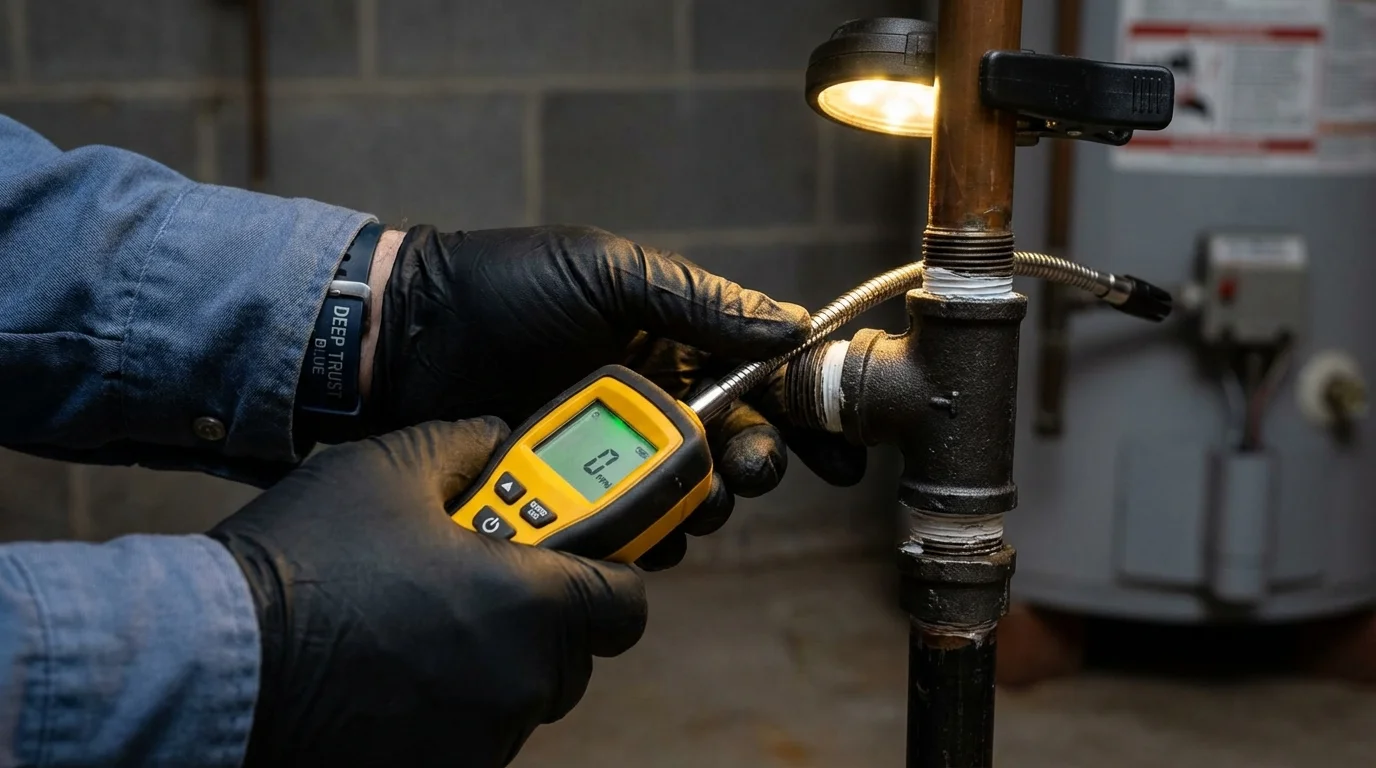 Gas leak detection with electronic sniffer by Johns Plumbing LLC in Maugansville
